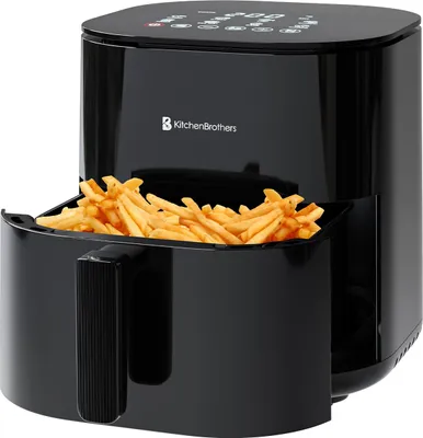 Produktbild von KitchenBrothers Heißluftfritteuse XL 5L - Airfryer 2000W - Dual Heating - 80°C bis 200°C - 8 Kochprogramme - Schwarz