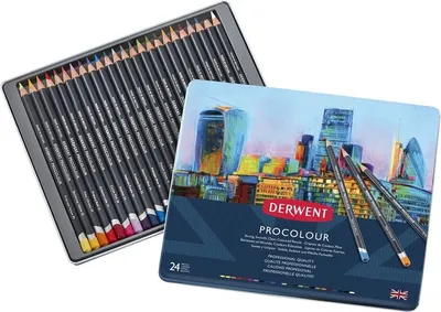 Image de DERWENT Procolour crayons de couleur à pigments, 24 pièces dans une boîte en métal