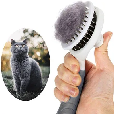 Image de Brosse à poils souples de couleur grise pour chats et chiens à poils courts ou longs