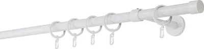 Produktbild von Gardinenstange Maß 20mm Cap 1-lauf Wand-Deckenträger 14cm Farbe: Weiß, Größe: 300cm