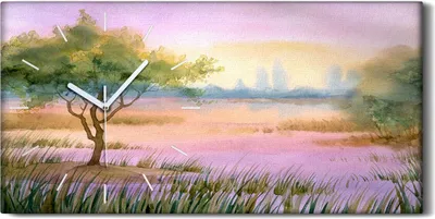 Produktbild von Leinwand Wanduhr Wandkunst Uhr 60x30 Malerei Aquarelle Baum Wasser Kunst - weiße Hände