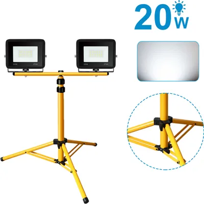 Obrázek produktu pro Jopassy LED reflektor se stativem reflektor venkovní stavební reflektor IP66 reflektor pro zahradu dvůr dvůr 2X20W studená bílá
