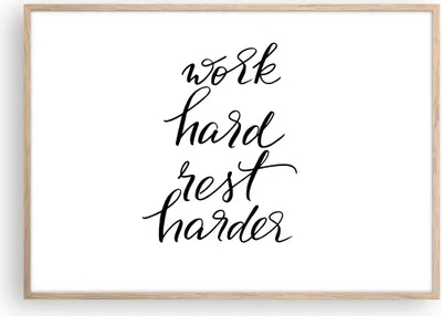 Produktbild von Gerahmtes Poster - Rahmen in heller Eiche - Hart Arbeit Ruhe - 100x70 cm - Wand Bild - Wanddeko - Wandbilder - Kunstposter - Wandposter - Bilderrahmen - Bilder - Kunstdruck - P2NAA100x70-4558
