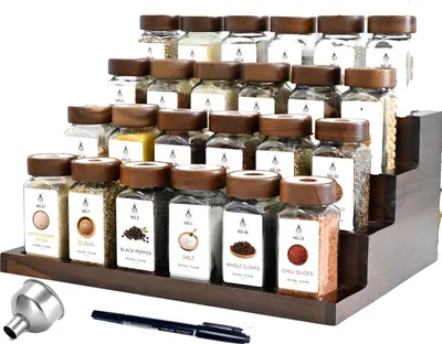 Produktbild von Gewürzglas-Set, umweltfreundliche Materialien, 24 Gläser enthalten, 24 Rosenholz-Gewürzgläser