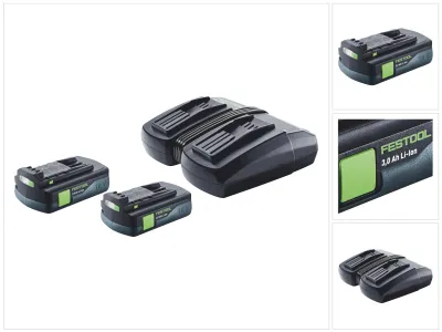 Obrázek produktu pro Festool energy set 2x BP 18 Li 3.0 C akumulátor 18 V 3,0 Ah / 3000 mAh Li-Ion ( 2x 577658 ) + TCL 6 DUO dvojitá nabíječka ( 577017 )
