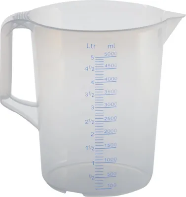 Produktbild von Hünersdorff Messkanne 5000ml Polypropylen Durchmesser 203 x Höhe 257mm blaue Skala 100:100 transparent - 939000