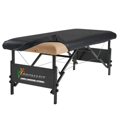 Produktbild von Promafit® Lederüberzug aus PU, strapazierfähige Lederabdeckung für Massageliege (quadratische Ecke) - Schwarz