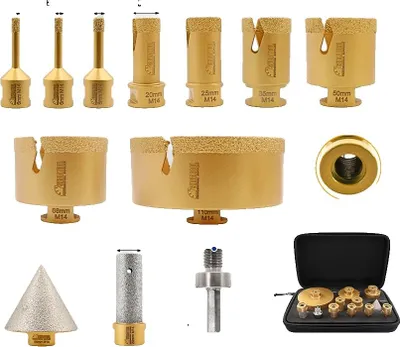 Produktbild von Diamantbohrer Set, verschiedene Größen, langlebige Leistung, 12Stück, M14 Gewinde