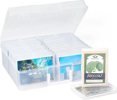 Produktbild von Famanu Aufbewahrungsbox für Fotos, Karten, Bastelmaterialien - Transparent mit Innenhaltern