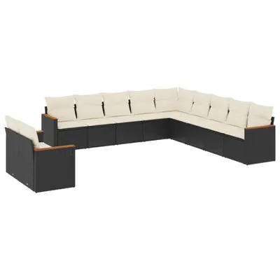 Produktbild von vidaXL 11-tlg. Garten-Sofagarnitur mit Kissen Schwarz Poly Rattan
