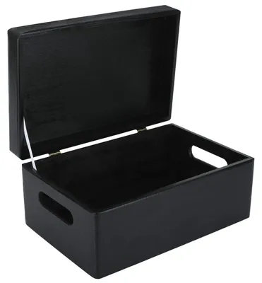 Productafbeelding van Creative Deco Zwarte Grote Houten Doos Opbergdoos, 30 x 20 x 14cm (+/-1cm)