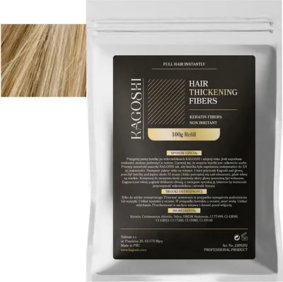Obrázek produktu pro Kagoshi Sachet 100g Zhušťování vlasů Výplň do vlasů Vlasový prášek Vlasová vlákna Vlasová vlákna Okamžitý efekt Tak Real MEDIUM BLOND