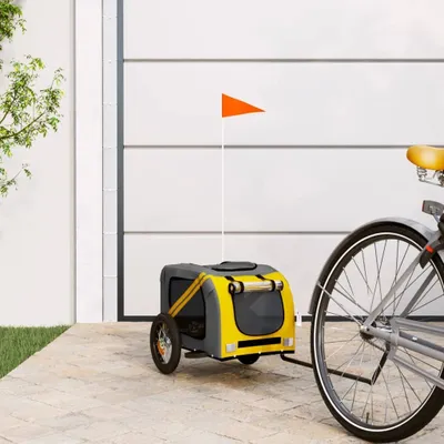 Produktbild von "2026 MODERNE"Robuste Fahrradanhänger - modernes Design - Transportanhänger - Hunde Gelb und Grau Oxford-Gewebe und Eisen Promotion825044 - Fahrradanhänger