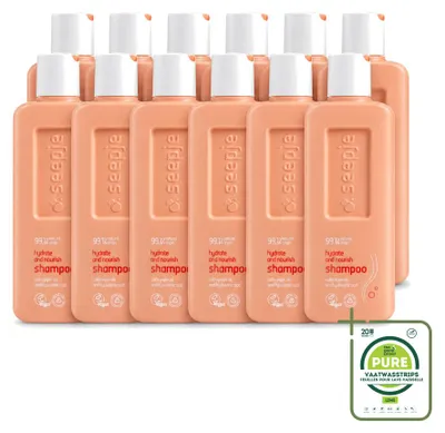 Image de 12 flacons de shampooing hydratant et nourrissant Seepje - Pour des cheveux sains et hydratés - 300 ml - Lot de 12