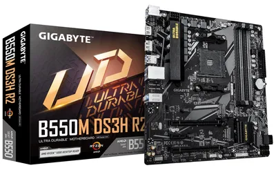 Immagine prodotto di GIGABYTE B550M DS3H R2 Scheda madre - CPU AMD Ryzen 5000, VRM a 5+3 fasi, fino a 4733 MHz DDR4 (O.C.), 1x M.2 PCIe 4.0 + 1x M.2 PCIe 3.0, LAN 1 GbE, USB 3.2 Gen 1