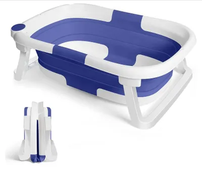 Image de Baignoire pour bébé Baignoire pliable Antidérapante Baignoire pour bébé 0-3 ans Bleu