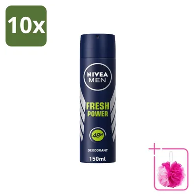 Obrázok produktu pre 10 kusov deodorantu NIVEA MEN Fresh Power vo spreji - 150 ml - balenie