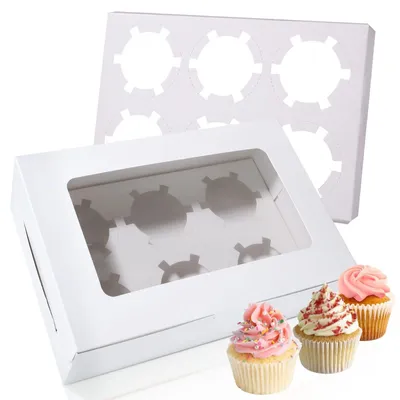 Produktbild von Cupcake Box 30 Stück - Cupcake Transportbox - Muffin Box - Gebäckbox - Keksbox - Karton - 6 Fächer - 24 x 16 x 7,5 cm - Muffinbox
