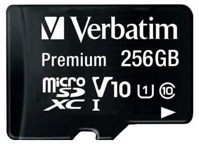 Produktbild von Verbatim Premium U1, 256 GB, MicroSDXC, Klasse 10, UHS-I, 90 MB/s, 10 MB/s