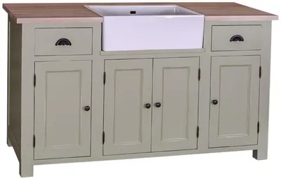 Produktbild von Casa Padrino Landhausstil Waschbeckenschrank Hellgrün / Naturfarben 155 x 65 x H. 90 cm - Waschtisch mit 4 Türen und 2 Schubladen