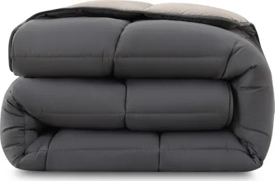 Produktbild von wometo Steppbett Bettdecke Wende-Design ca. 135x200 cm – grau & hellgrau – buntes Ganzjahres Steppbett (Sommer und Winter) I farbig und ohne extra Bezug verwendbar I OEKO-TEX