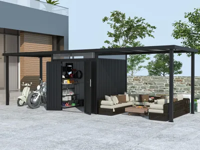 Produktbild von Metall Gerätehaus Modell Style 4,45 m² Spar-Set 3 Anthrazit