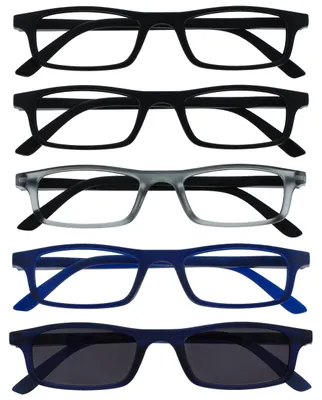 Produktbild von OPULIZE Die Lesebrille Unternehmen Schwarz Matt Grau Marineblau Leser Wert 4er-Pack Herren Damen Federscharniere RRRR17-1173 +3,50