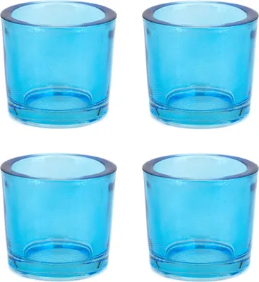Produktbild von Teelichthalter Glas 6,5x6cm türkis 4er Set