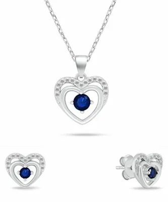 Immagine prodotto di Delicato set di gioielli in argento con cuori e zirconi blu SET295WB ( Collana, orecchini)