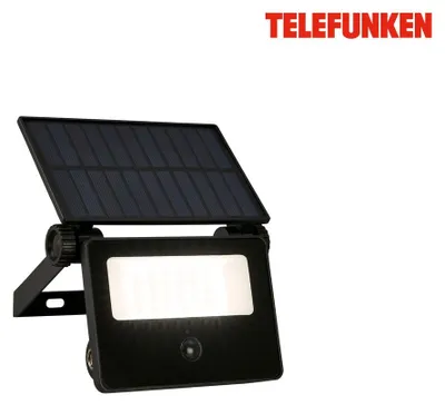 Image de Telefunken LED Projecteur solaire, détecteur de mouvement, capteur crépusculaire, noir, dimensions : 14 x 11,5 x 18 cm