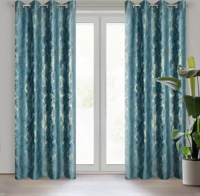 Produktbild von Vorhang MELODY dunkeltürkis 140x250 cm  Ösen Ösenvorhang