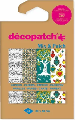 Produktbild von Décopatch 6x Mix & Patch, Pkg 4 Bl Décopatch-Papier 30x40 cm Sortierung DP049C