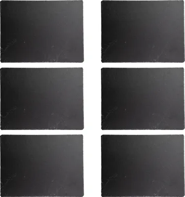 Six slate plates arranged in a 3x2 grid on a white background.