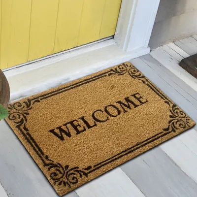 Immagine prodotto di Zerbino in cocco "Welcome" con decorazioni in nero Dimensioni - 45 x 75 cm