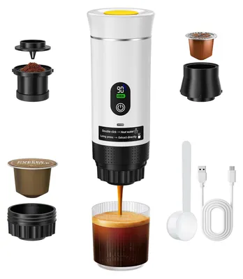 Tragbare Espressomaschine, 3-in-1, Kapseln & Pulver, 20 bar, 7500 mAh, Weiß