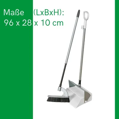 Zdjęcie produktu dla Novaliv 2x stojący zestaw do zamiatania "Combi" wykonany z wysokiej jakości metalu (120 cm długości) - ergonomiczna konstrukcja Szczotka do zamiatania z szufelką Szufelka z długim uchwytem