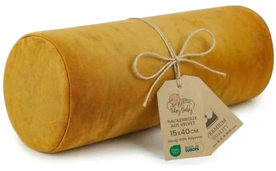Produktbild von Nackenrolle Nackenkissen Yogakissen Knierolle - 40 x 16 cm - Memoryschaum - Samtbezug - Toffee