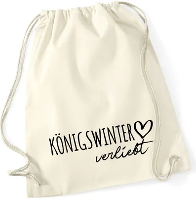 Produktbild von Huuraa Turnbeutel Königswinter verliebt 12 Liter Natural Baumwolle Rucksack Geschenkidee