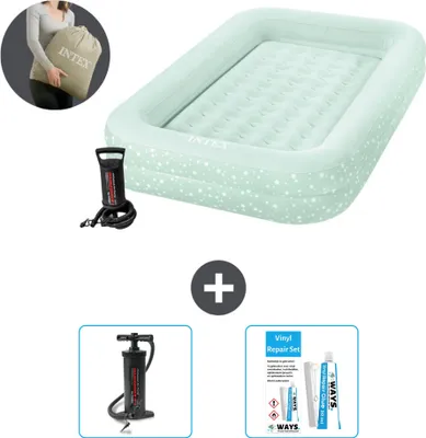Produktbild von Intex Kidz Luftmatratze - 1 Person - 107 x 168 x 25 cm - Mintgrün - Inklusive Pumpe - Pumpe en Reperaturset