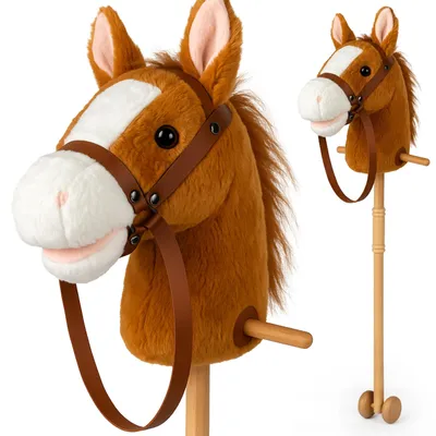 Produktbild von Hobby Horse - Steckenpferd Braun A4 mit Zaumzeug und Sound - Geräuscheffekt durch Ohrdruck - Holzstab mit Rädern - Spielzeug Pferd für Kinder - Reiten & Rollenspiel
