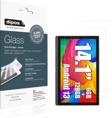 Image de 2x Protection ecrán pour Masewo 14 Zoll Tablet Verre souple Film Protecteur 9H dipos