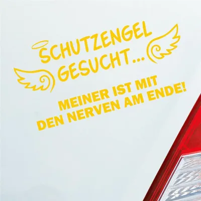 Produktbild von Auto Aufkleber Schutzengel Gesucht Meiner ist mit den Nerven am Ende! 15x8 cm Gelb Sticker Heckscheibenaufkleber