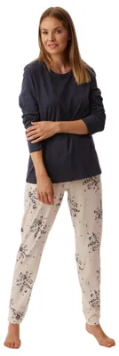 Image de Pyjama long Schiesser Uncover bleu-gris femme