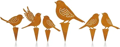Produktbild von Gartenstecker "Vögel", 6-teilig, Rostoptik, für Innen- und Außenbereich
