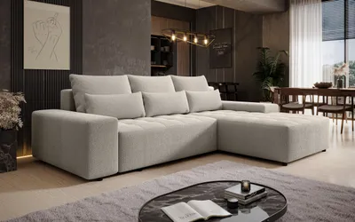 Image de AX LIVING Canapé méridienne convertible Alvorada canapé d angle creme