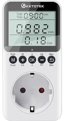 Zdjęcie produktu dla Miernik prądu do gniazdka LCD koszty energii waty alarm przeciążenia