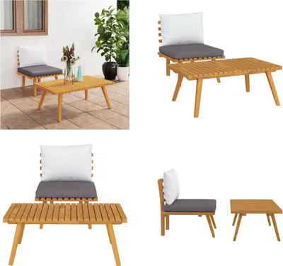 Produktbild von vidaXL 2 tlg. Garten Lounge Set mit Kissen Massivholz Akazie - Garten-Lounge-Set  - Garten Lounge - Sets - Holz Lounge - Set - Holz Lounge - Sets