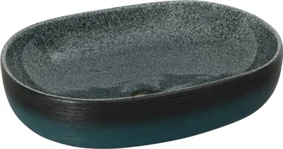 Zdjęcie produktu dla vidaXL Umywalka nablatowa turkusowa owalna 59x40x14 cm ceramiczna