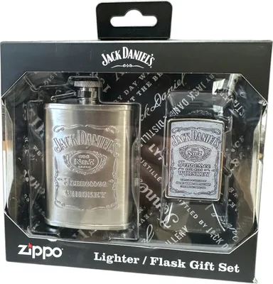 Immagine prodotto di Set regalo Zippo Jack Daniel’s No. 7 con accendino e fiaschetta in acciaio inox