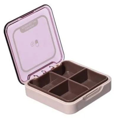 Obrázok produktu pre Organizér na lieky na cesty, ružový, 4 priehradky, priehľadný